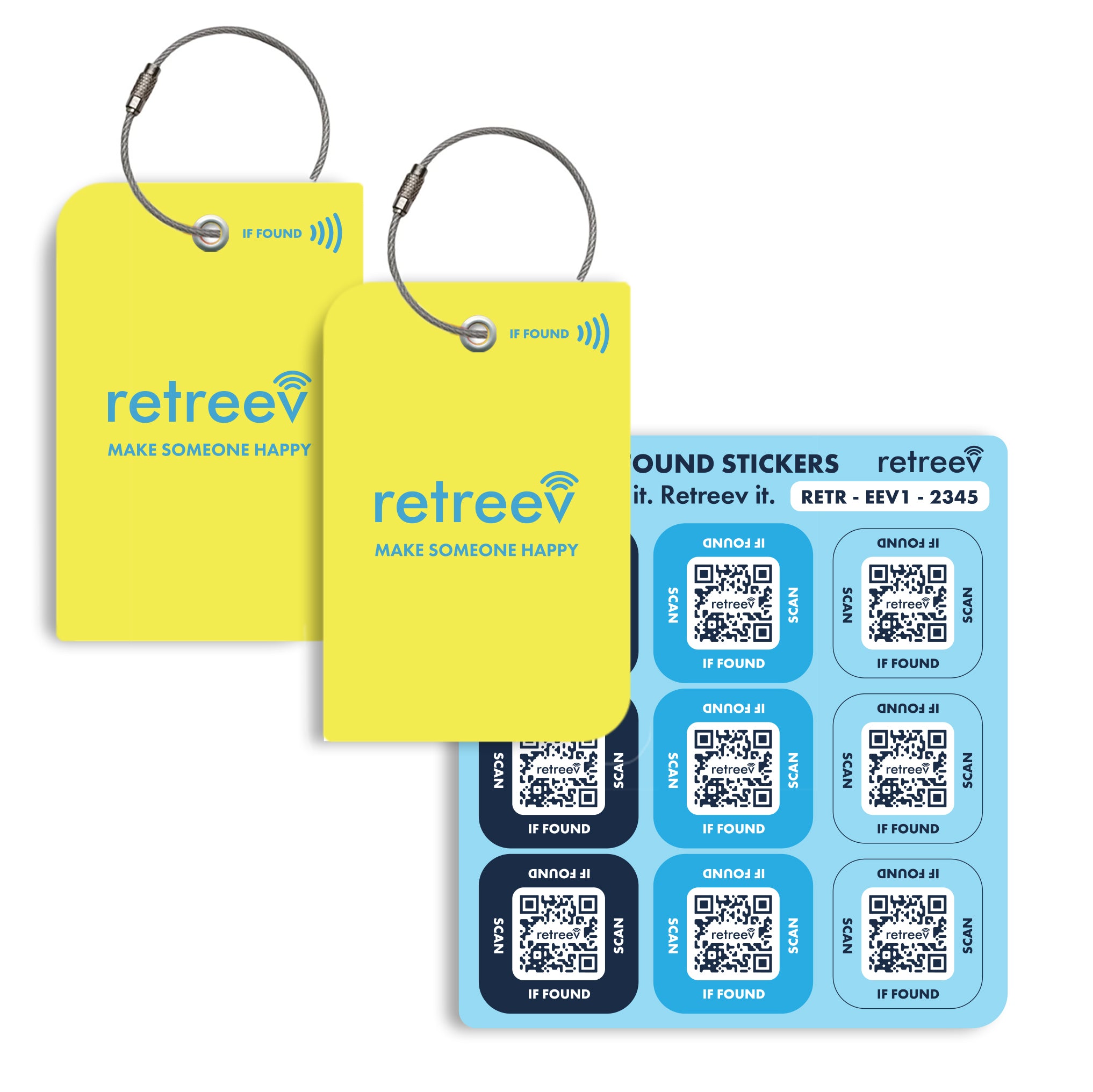 Retreev Smart Tags Yellow Combo Pack - 2 X Yellow Originals & 9 X Smart Stickers