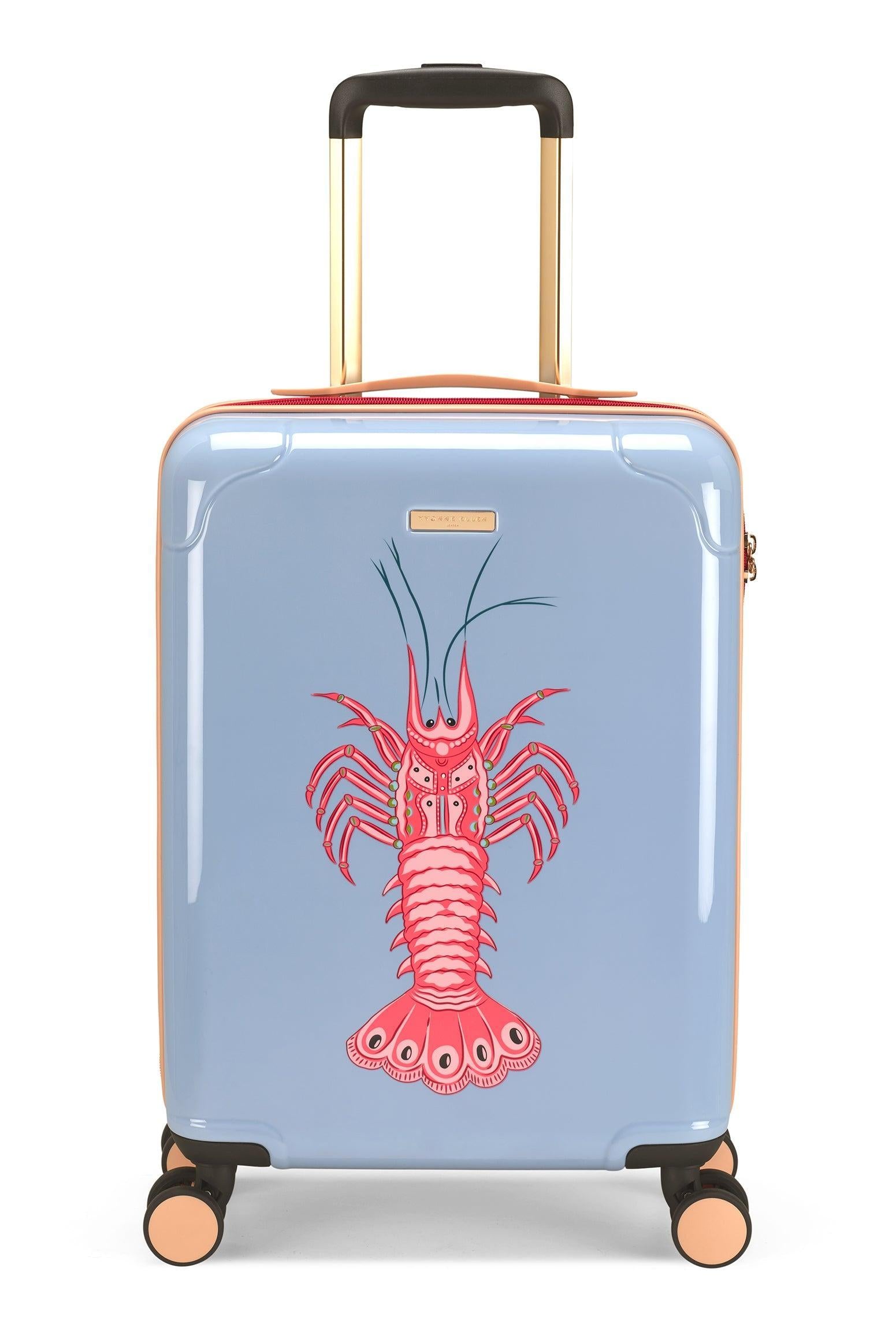 Yvonne Ellen Cabin Trolley Spinner Suitcase - Pale Blue With Lobster