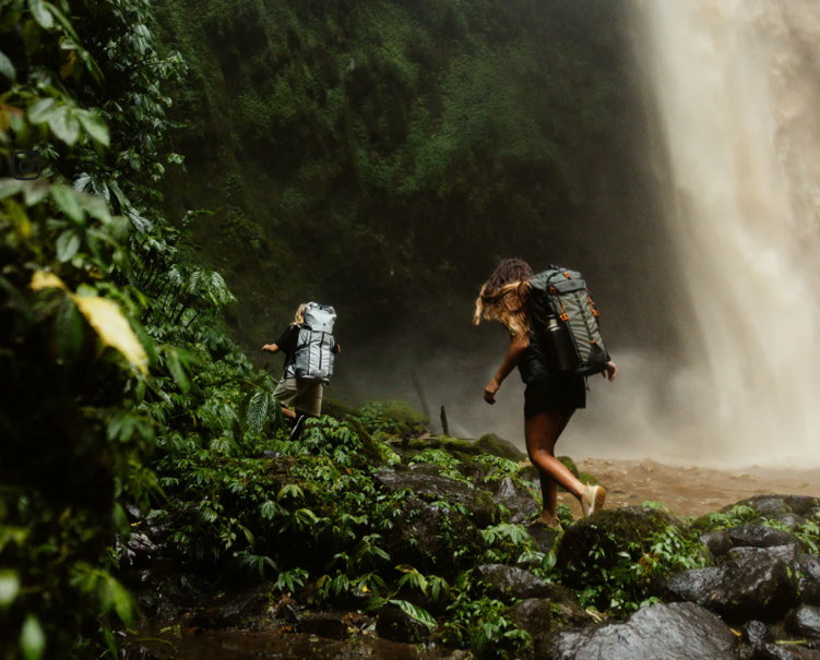 hiking-around-waterfall