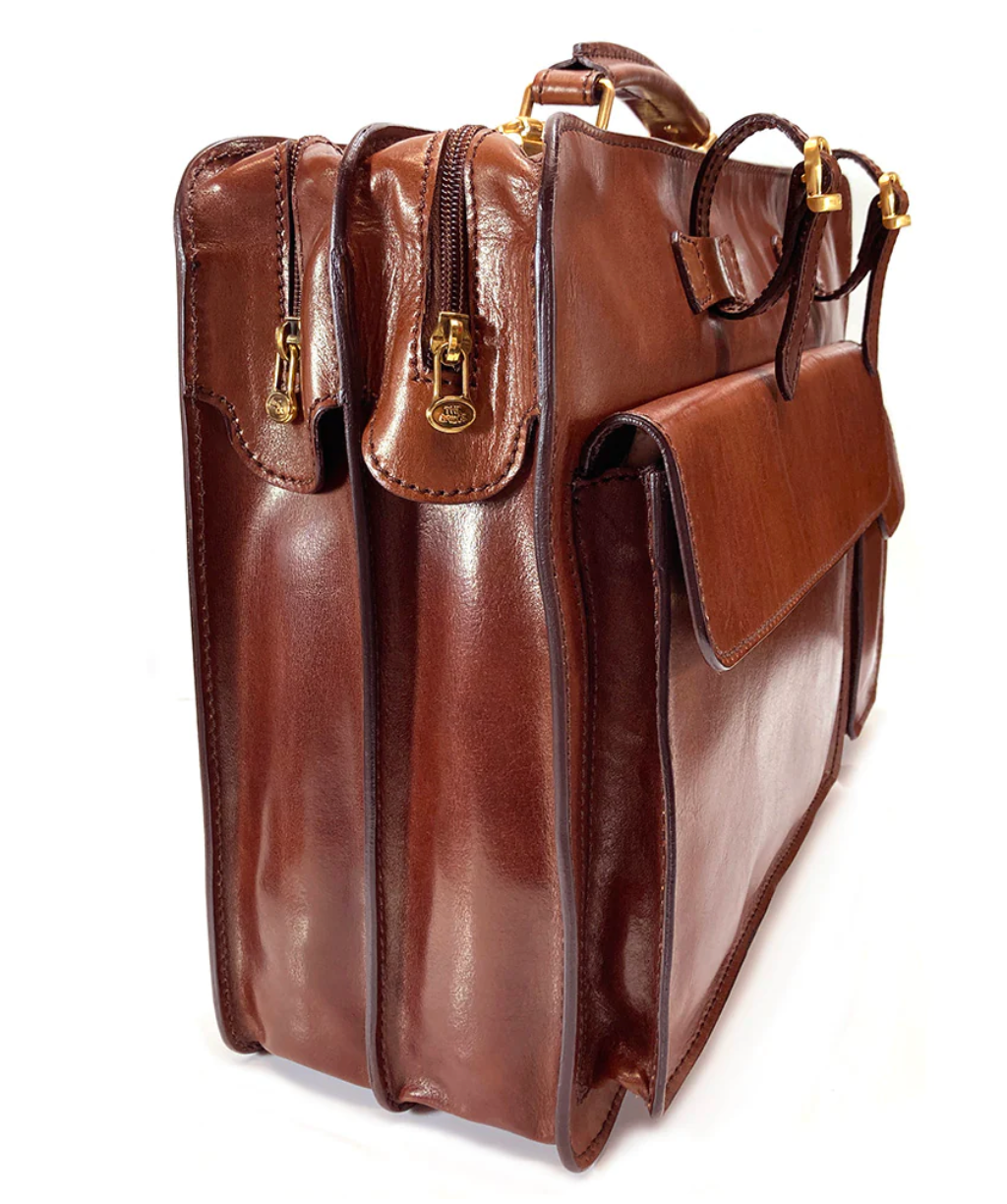 The Bridge Twin Gusset Briefcase - Made in Italy