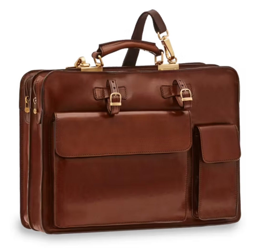 The Bridge Twin Gusset Briefcase - Made in Italy