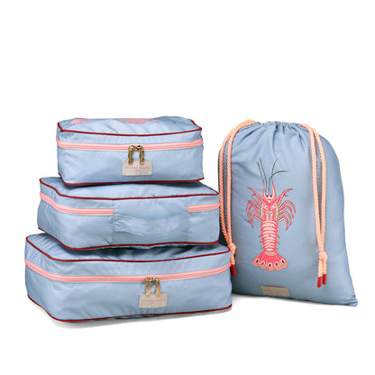 Yvonne Ellen Packing Cube Set - Pale Blue With Lobster