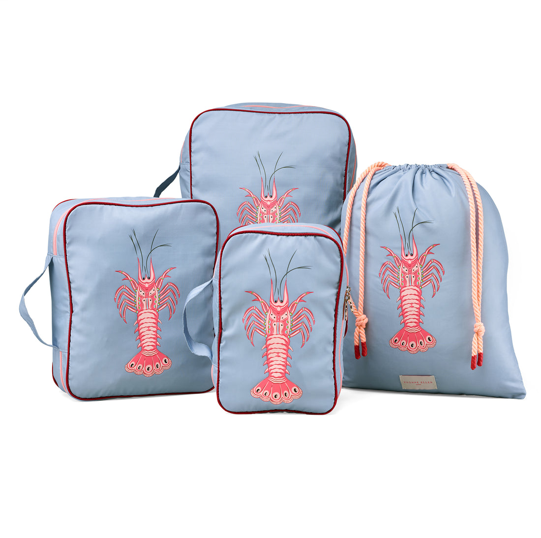 Yvonne Ellen Packing Cube Set - Pale Blue With Lobster