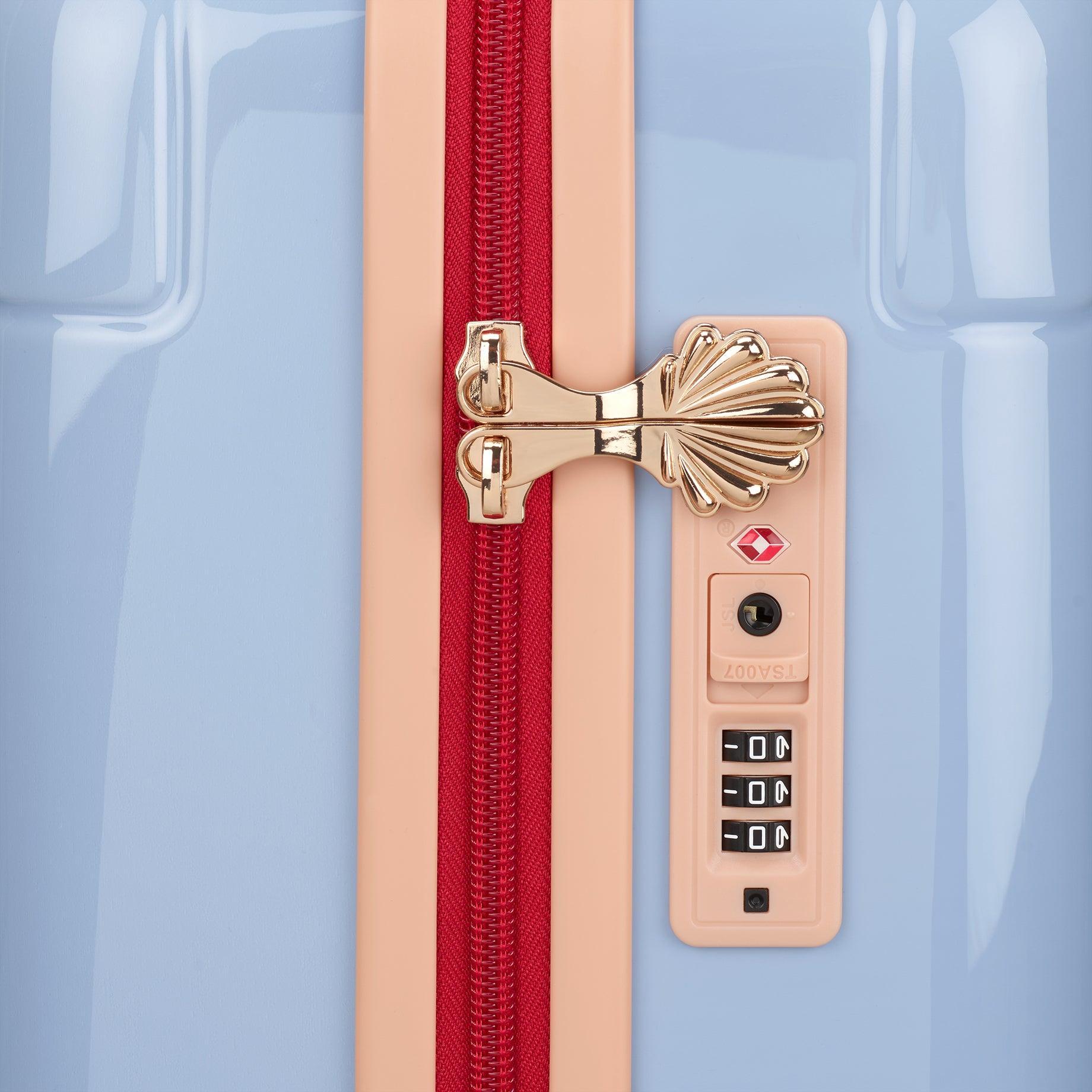 Yvonne Ellen Cabin Trolley Spinner Suitcase - Pale Blue With Lobster
