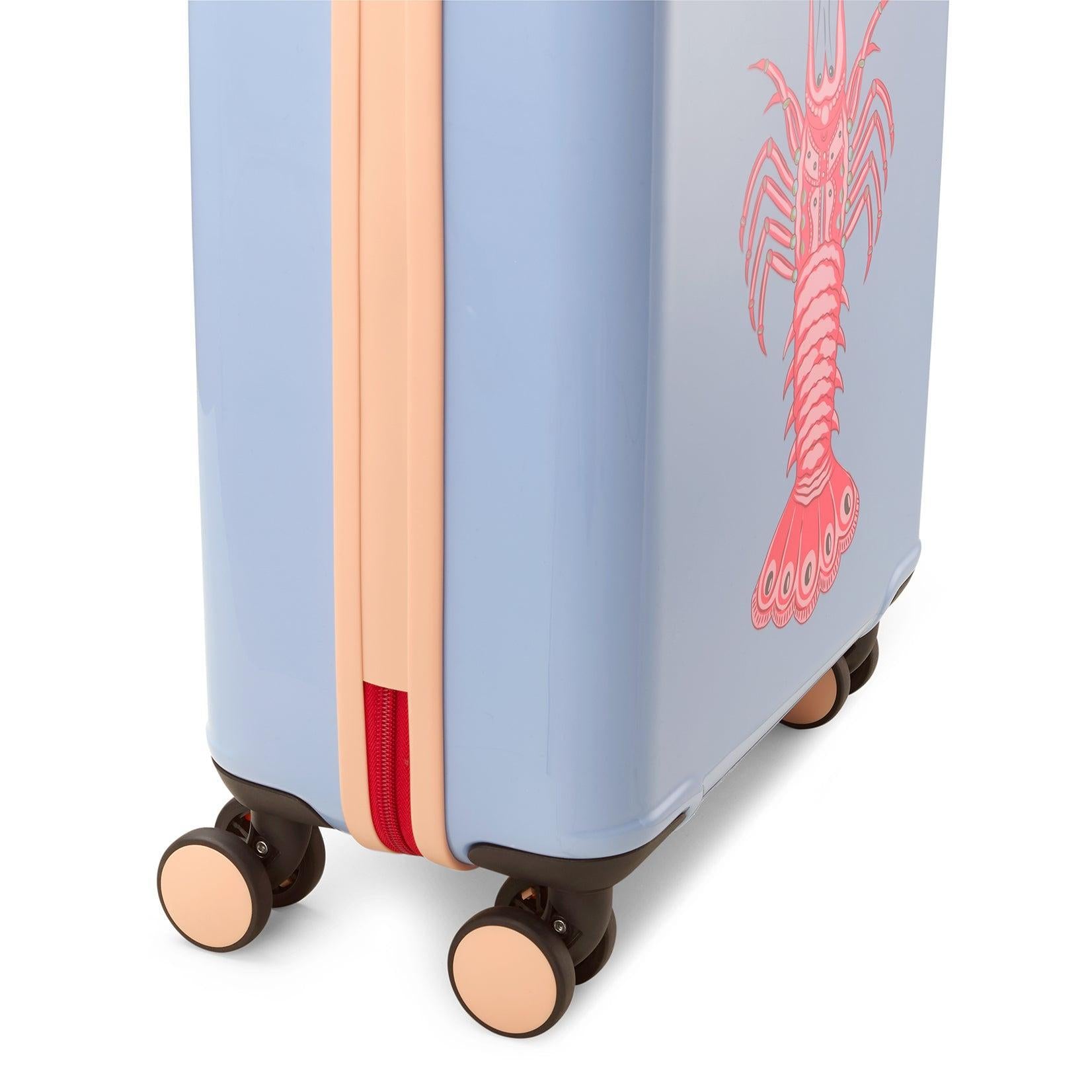Yvonne Ellen Cabin Trolley Spinner Suitcase - Pale Blue With Lobster