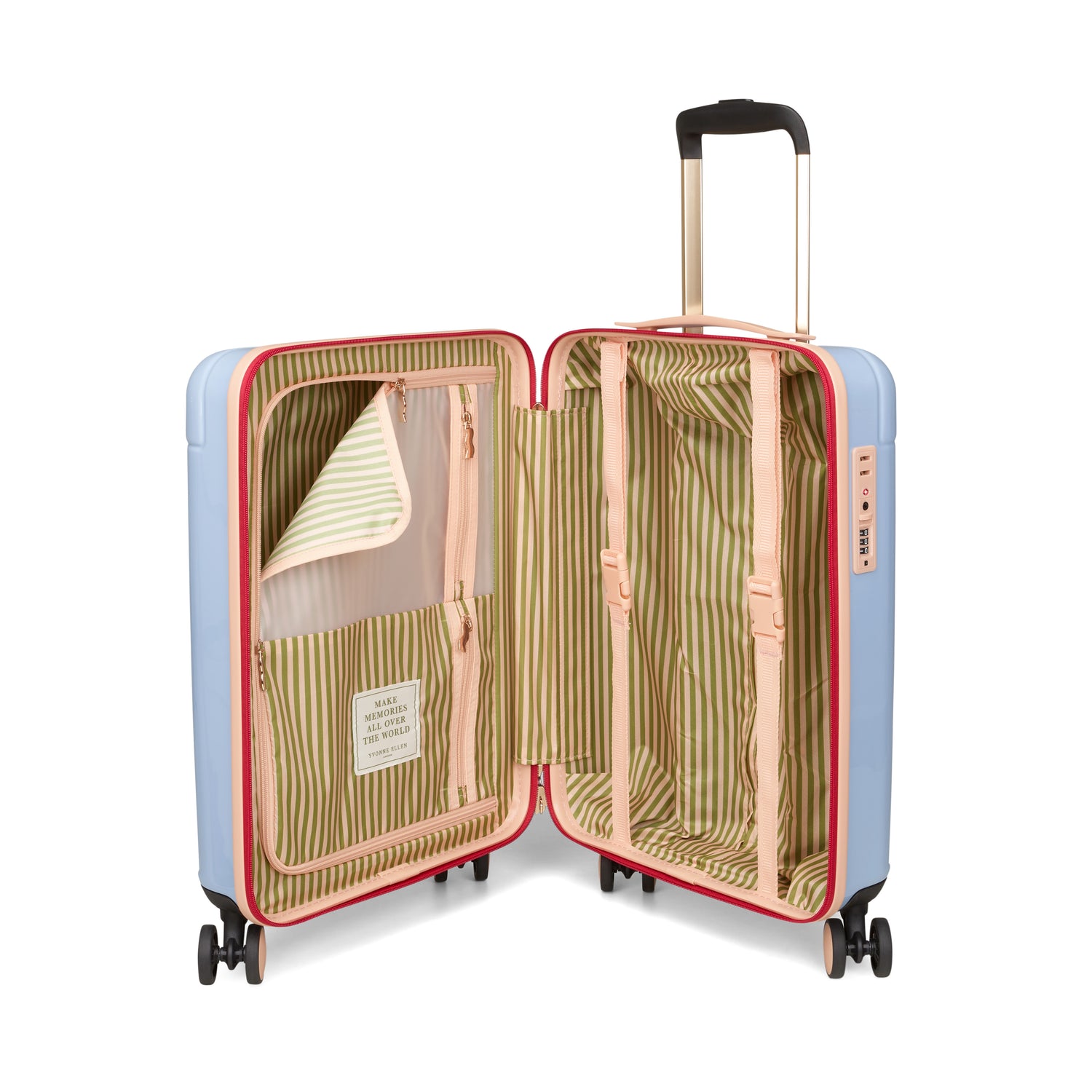 Yvonne Ellen Cabin Trolley Spinner Suitcase - Pale Blue With Lobster