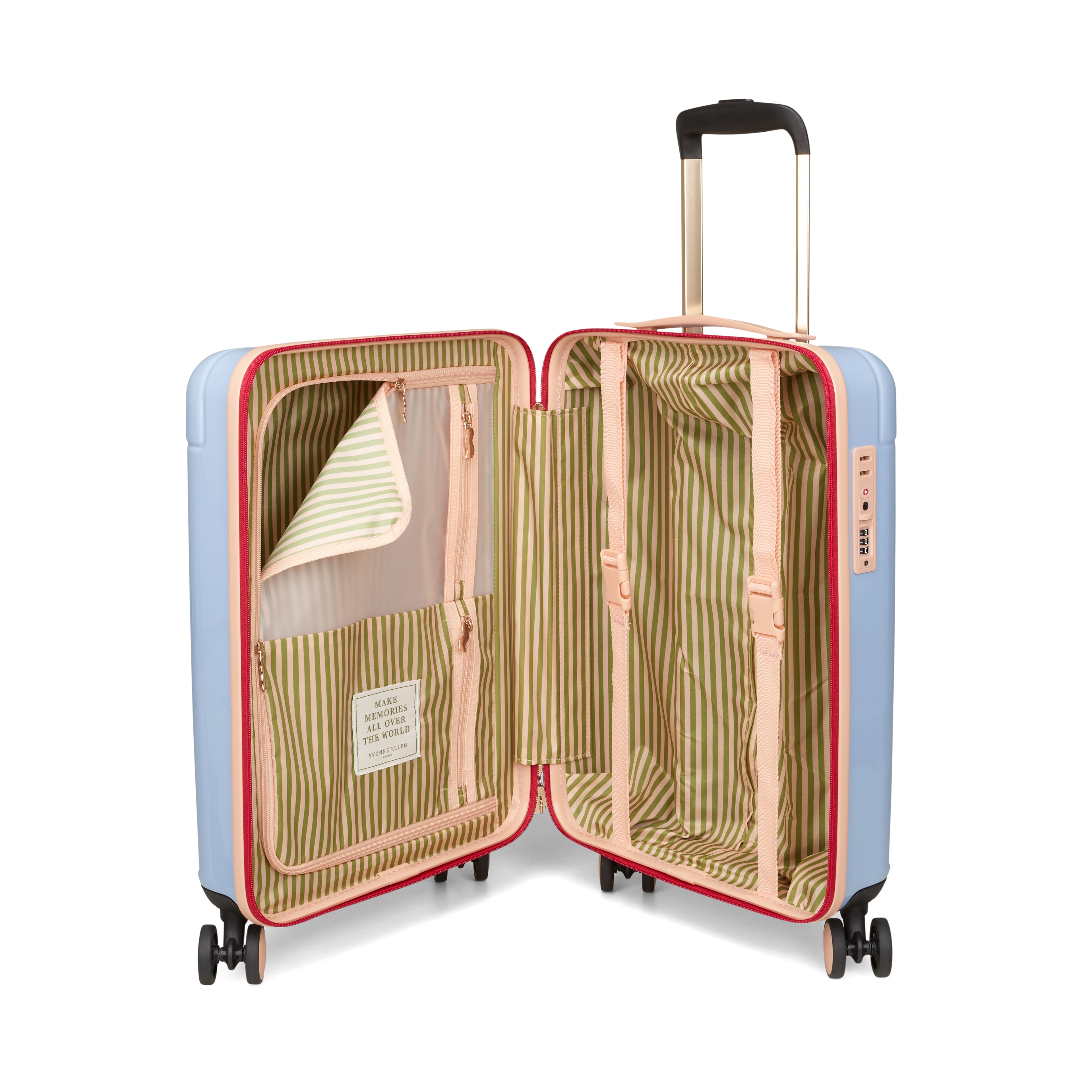 Yvonne Ellen Cabin Trolley Spinner Suitcase - Pale Blue With Lobster